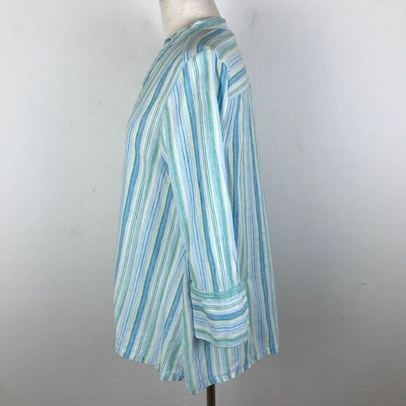 Sympli Striped Color Spring Button Down Blouse Sm - Picture 5 of 7